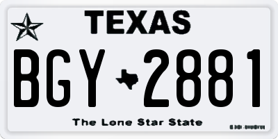TX license plate BGY2881