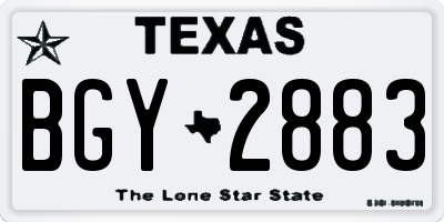TX license plate BGY2883