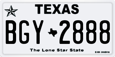 TX license plate BGY2888