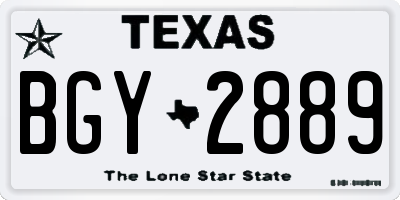 TX license plate BGY2889
