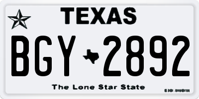 TX license plate BGY2892