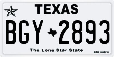 TX license plate BGY2893