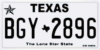 TX license plate BGY2896