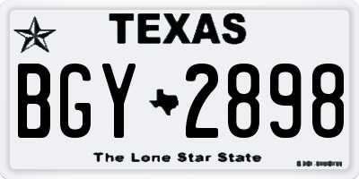 TX license plate BGY2898