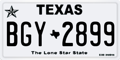 TX license plate BGY2899