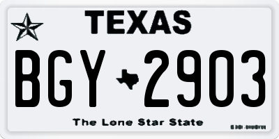 TX license plate BGY2903