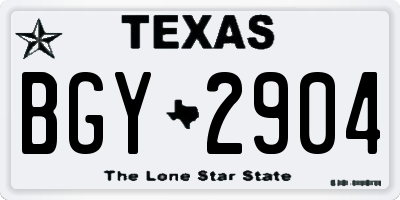TX license plate BGY2904