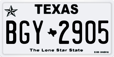 TX license plate BGY2905