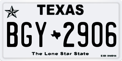 TX license plate BGY2906