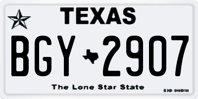 TX license plate BGY2907