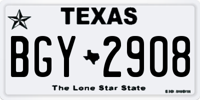 TX license plate BGY2908