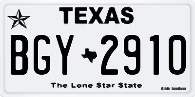 TX license plate BGY2910