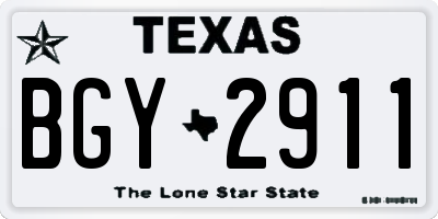 TX license plate BGY2911