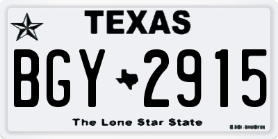 TX license plate BGY2915