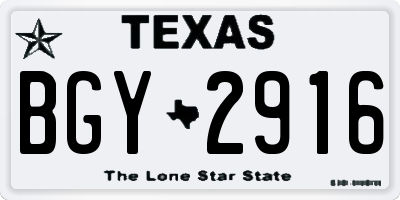 TX license plate BGY2916