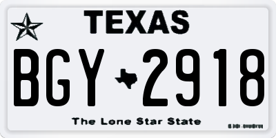 TX license plate BGY2918
