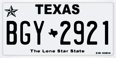 TX license plate BGY2921