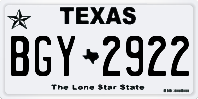 TX license plate BGY2922