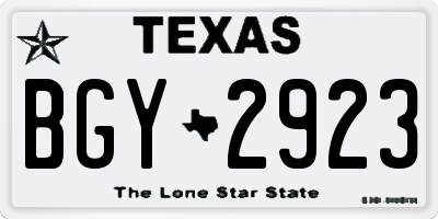 TX license plate BGY2923