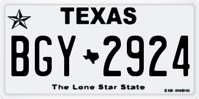 TX license plate BGY2924