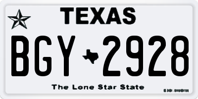 TX license plate BGY2928