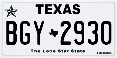 TX license plate BGY2930