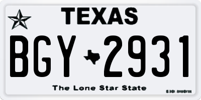 TX license plate BGY2931