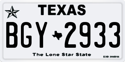 TX license plate BGY2933
