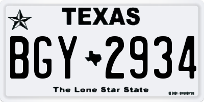 TX license plate BGY2934