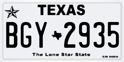TX license plate BGY2935