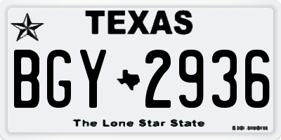 TX license plate BGY2936