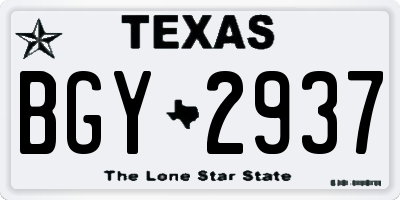 TX license plate BGY2937