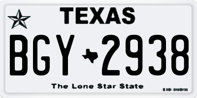 TX license plate BGY2938