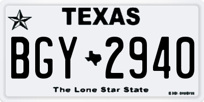 TX license plate BGY2940