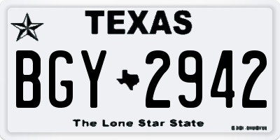 TX license plate BGY2942