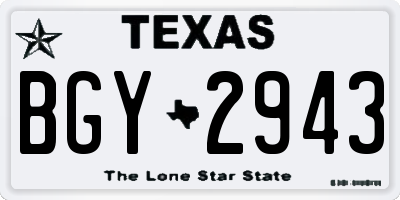 TX license plate BGY2943