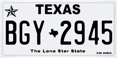 TX license plate BGY2945