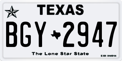 TX license plate BGY2947