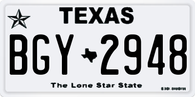 TX license plate BGY2948