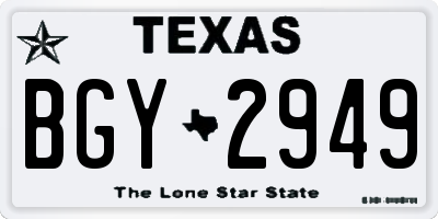 TX license plate BGY2949