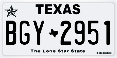 TX license plate BGY2951