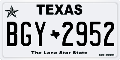 TX license plate BGY2952