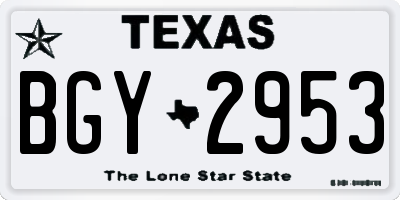 TX license plate BGY2953