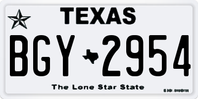 TX license plate BGY2954
