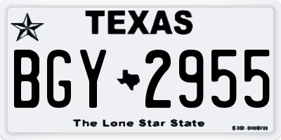 TX license plate BGY2955