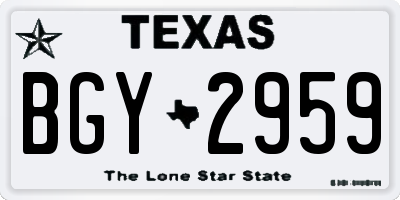 TX license plate BGY2959
