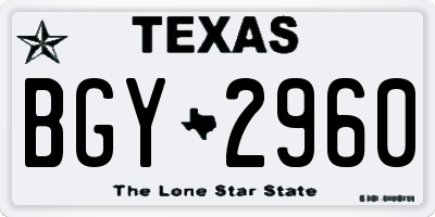TX license plate BGY2960
