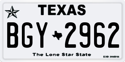 TX license plate BGY2962