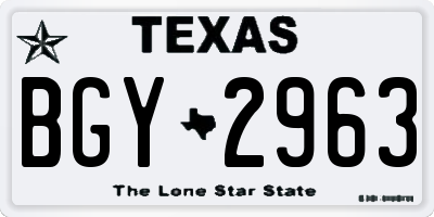 TX license plate BGY2963