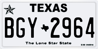 TX license plate BGY2964